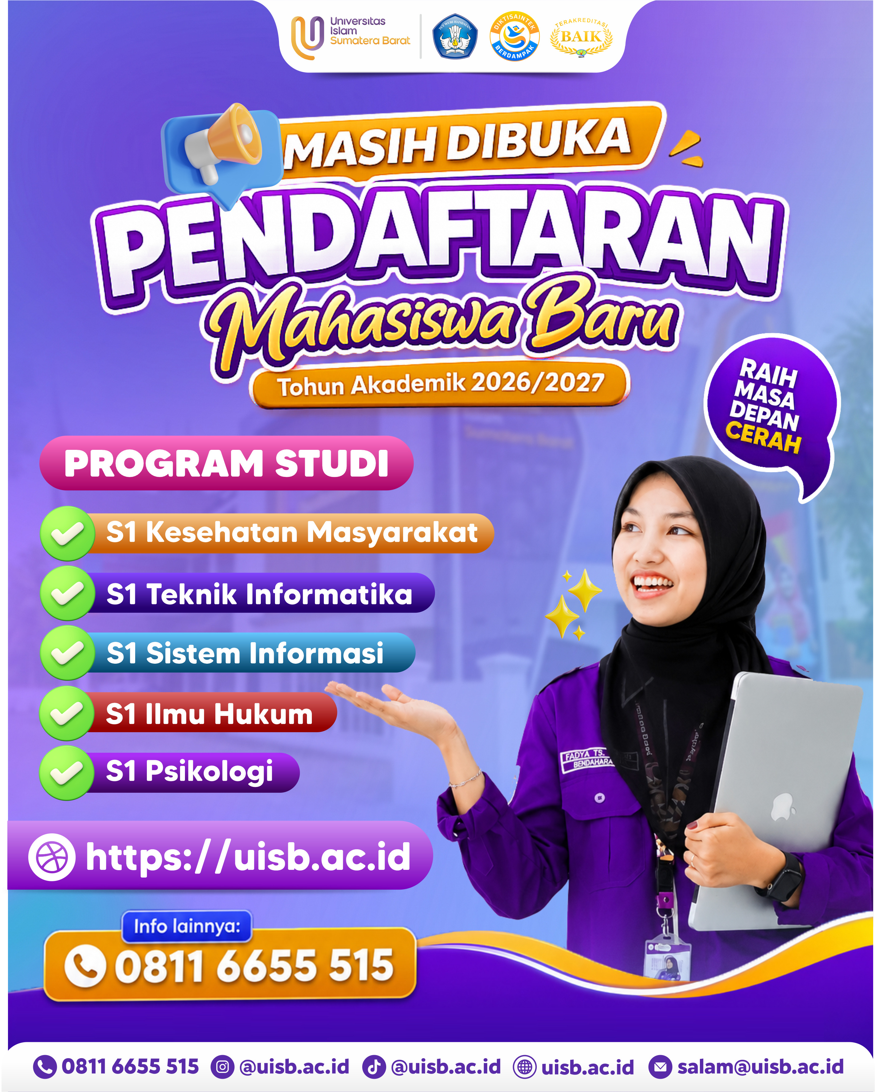 PMB UISB 2026 masih dibuka